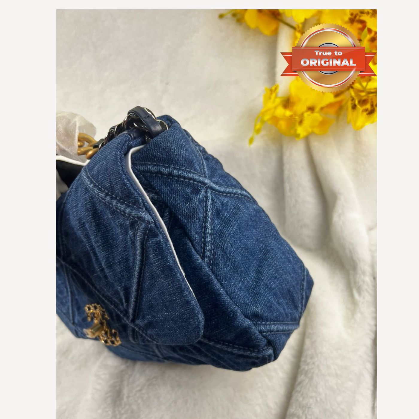 [True-to-ORIGINAL] Chanel 19 Handbag Denim Blue For Women 10.1in/26cm AS1160